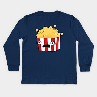 Cute, Kawaii, Cartoon Popcorn Kids Long Sleeve T-Shirt